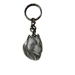 VINTAGE/USED}  Rawcliffe Pewter, I Love My Alaskan Malamute Dog, Keychain